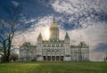 Sunset view of the historic Connecticut State Capitol, The Eastlake style building with a