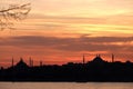 Sunset  view  of the historic peninsula of Istanbul, Turkey Royalty Free Stock Photo