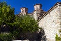 Sunset view of Holy Monastery of Varlaam in Meteora, Thessaly, Greece Royalty Free Stock Photo