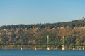 Sunset view of the Hood River Bridge over the Columbia River, near Hood River, Oregon Royalty Free Stock Photo
