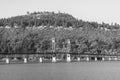 Sunset view of the Hood River Bridge over the Columbia River, near Hood River, Oregon Royalty Free Stock Photo