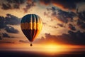 Sunset View Hot Air Balloon Ride, Generative Ai