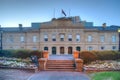 Sunset view of Illuminated parliament house of Tasmania in Hobart, Australia