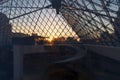 Sunset view of the inside out Louvre museum Royalty Free Stock Photo