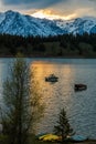 Sunset view of Jackson Lake from the Signal Mountain Lodge, Yellowstone National Park, Wyoming, USA Royalty Free Stock Photo