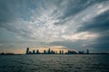 A sunset view of Jersey City, from Battery Park City in Manhattan, New York City Royalty Free Stock Photo