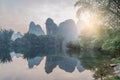 Sunset view of Yulong River. Yangshuo. Guangxi Province. China