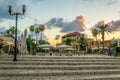 Sunset view of Kdumim square in Jaffa, Tel Aviv, Israel Royalty Free Stock Photo