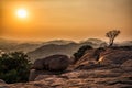 View of Kishkinda, Anjanadri Hill, Monkey Temple Anjaneya Parvat, Hampi, Karnataka, India Royalty Free Stock Photo