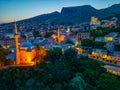 Sunset view of Koski Mehmed Pasha mosque in Mostar, Bosnia and H