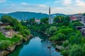 Sunset view of Koski Mehmed Pasha mosque in Mostar, Bosnia and H