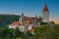Sunset view of Krivoklat castle in Czech republic Royalty Free Stock Photo