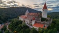 Sunset view of Krivoklat castle in Czech republic Royalty Free Stock Photo