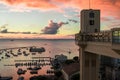 Sunset view at the Lacerda Elevator in Salvador Bahia Brazil Royalty Free Stock Photo