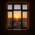 Rectangular panes, allowing the sunlight to create a starburst Royalty Free Stock Photo
