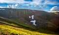 Sunset View of Lava Cliffs and Alpine Lake, Rocky Mountain National Park, Colorado