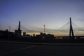 Sunset view of the Leonard P. Zakim Bunker Hill Bridge