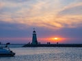 Sunset view of the lighthouse of Lake Hefner Royalty Free Stock Photo