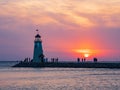 Sunset view of the lighthouse of Lake Hefner Royalty Free Stock Photo