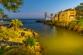 Sunset view of the lighthouse of Santa Maria in Cascais, Portuga