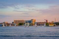 Sunset view of Locust Point, in Baltimore, Maryland