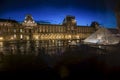 Sunset view of the Louvre museum inside out Royalty Free Stock Photo