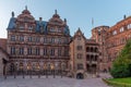 Sunset view of the main courtyard of the palace in Heidelberg, Germany