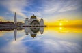 Sunset view from Malacca Straits Mosque. Royalty Free Stock Photo