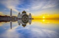 Sunset view from Malacca Straits Mosque. Royalty Free Stock Photo