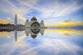 Sunset view from Malacca Straits Mosque. Royalty Free Stock Photo