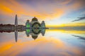 Sunset view from Malacca Straits Mosque. Royalty Free Stock Photo