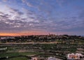 Sunset view of the Maltese countryside from Mdina walls, Malta, Europe Royalty Free Stock Photo