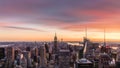 Sunset view of Manhattan City Skyline and the Empire State Building from Top of the Rock on Rockefeller Center Royalty Free Stock Photo