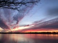 Colourful sunset at the lake Boschmolenplas