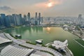 Sunset view from Marina Bay Sands skypark. Singapore Royalty Free Stock Photo