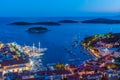 Sunset view of marina in Hvar, Croatia Royalty Free Stock Photo