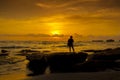 Sunset view in Mengening Beach Bali Indonesia Royalty Free Stock Photo
