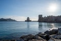 Sunset view of Methoni castle in Greece Royalty Free Stock Photo