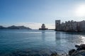 Sunset view of Methoni castle in Greece Royalty Free Stock Photo