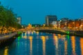 Sunset view of the Millenium bridge in Dublin, Ireland Royalty Free Stock Photo