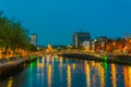 Sunset view of the Millenium bridge in Dublin, Ireland Royalty Free Stock Photo