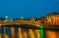Sunset view of the Millenium bridge in Dublin, Ireland Royalty Free Stock Photo