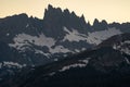 Sunset view of the Minarets in the Eastern Sierra Nevada Mountains of California