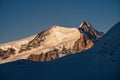 Monte Rosa glacier and summit during sunset Royalty Free Stock Photo