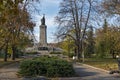 Sunset view of Monument of the Soviet Army in city of Sofia, Bulgaria Royalty Free Stock Photo