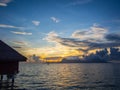 Sunset View of Moorea Island from Intercontinental Resort and Spa Hotel in Papeete, Tahiti, French Polynesia Royalty Free Stock Photo