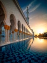 Sunset view at Mosque, Abu Dhabi, United Arab Emirates Royalty Free Stock Photo