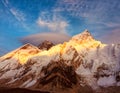 Sunset View of Mount Everest from Kala Patar 5500m Royalty Free Stock Photo