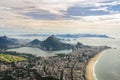 Sunset view of mountain Sugar Loaf and Botafogo in Rio de Janeiro. Brazil Royalty Free Stock Photo