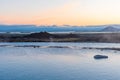 Sunset view of Myvatn nature bath, Iceland Royalty Free Stock Photo